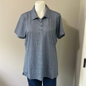 Travis Matthew She Classy Polo Golf Shirt Heather Vintage Indigo Womens L NEW